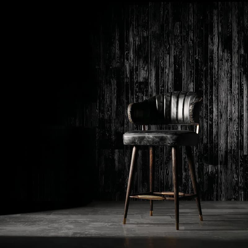 Black Leather Bar Stool